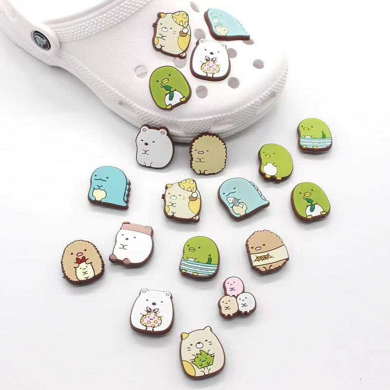 Carino 1 pz piccoli animali Charms per scarpe in PVC personaggi dei cartoni animati fai da te accessori per scarpe zoccoli decorazioni misura bambini regali di natale croc jibz
