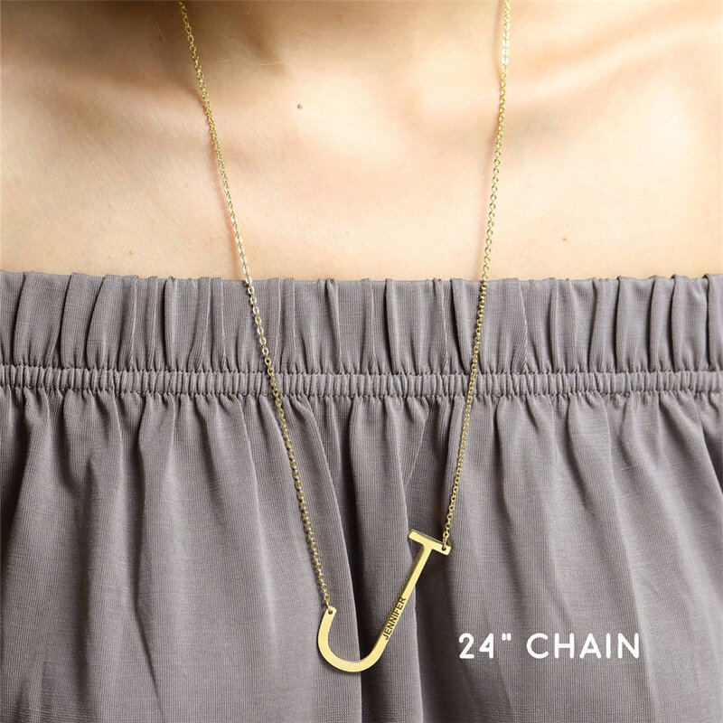 Женское ожерелье с буквенным A-Z, кулон из нержавеющей стали с лазерной гравировкой, подарок для женщин