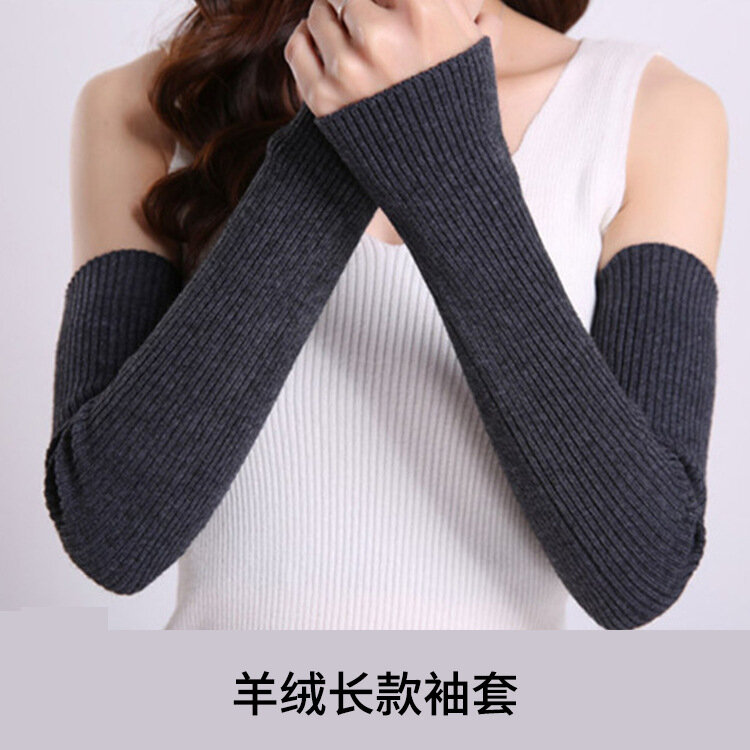 Cashmere arm sleeves autumn and winter long fingerless half-finger gloves thick warm fake sleeves