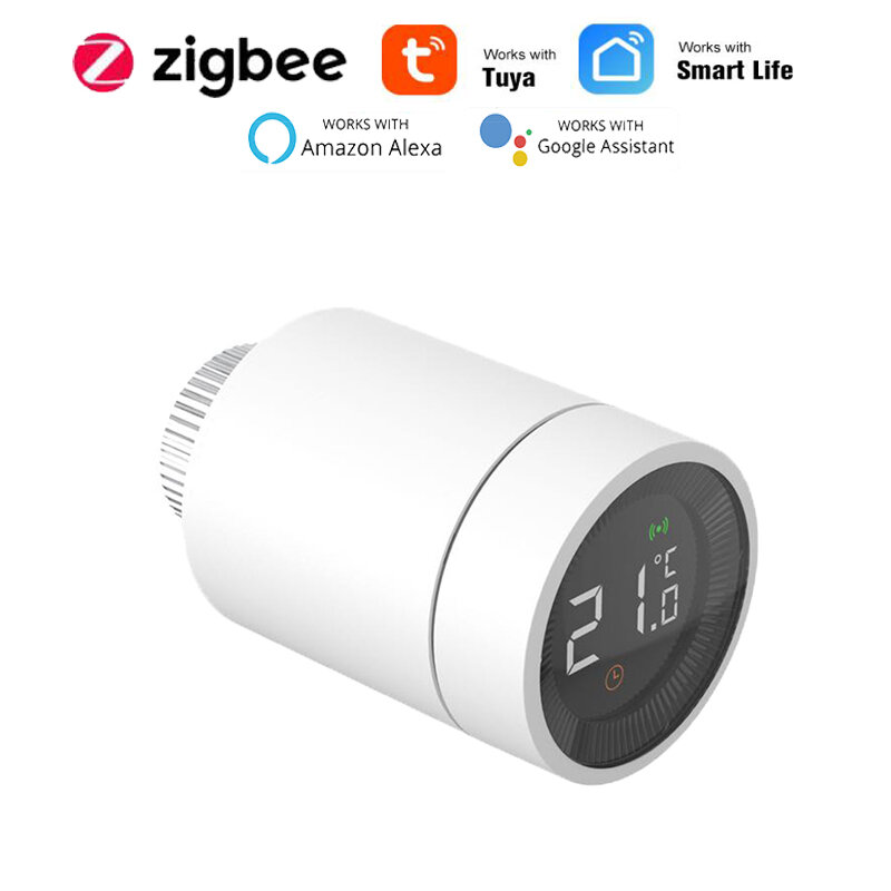 Zigbee-termostato inteligente con válvula de radiador, controlador de temperatura con Control de voz por voz, Alexa, Google Home, Tuya Smart Life, inalámbrico