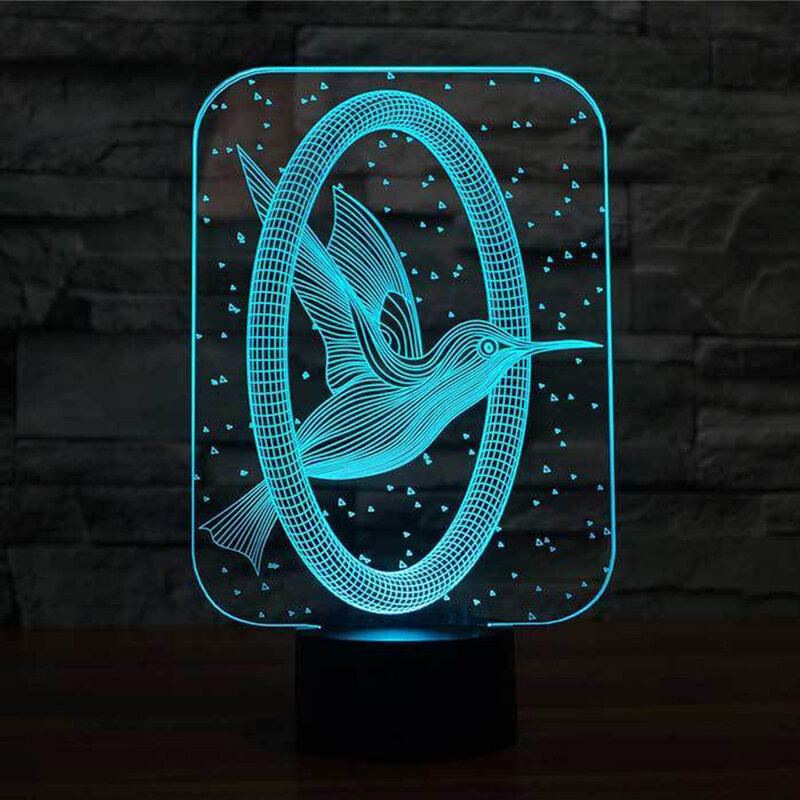 Acryl Kolibrie 3d Illusion Nachtlampje 7 Kleuren Veranderen Led Usb Desk Tafellamp Voor Kinderen Gift Thuis Slaapkamer Decortions