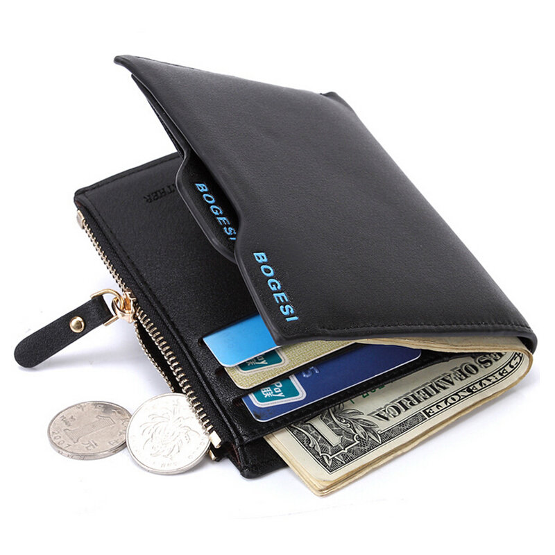 Мужской кожаный кошелек на молнии, мужской кошелек, съемные кредитные карманы для монет для мужчин