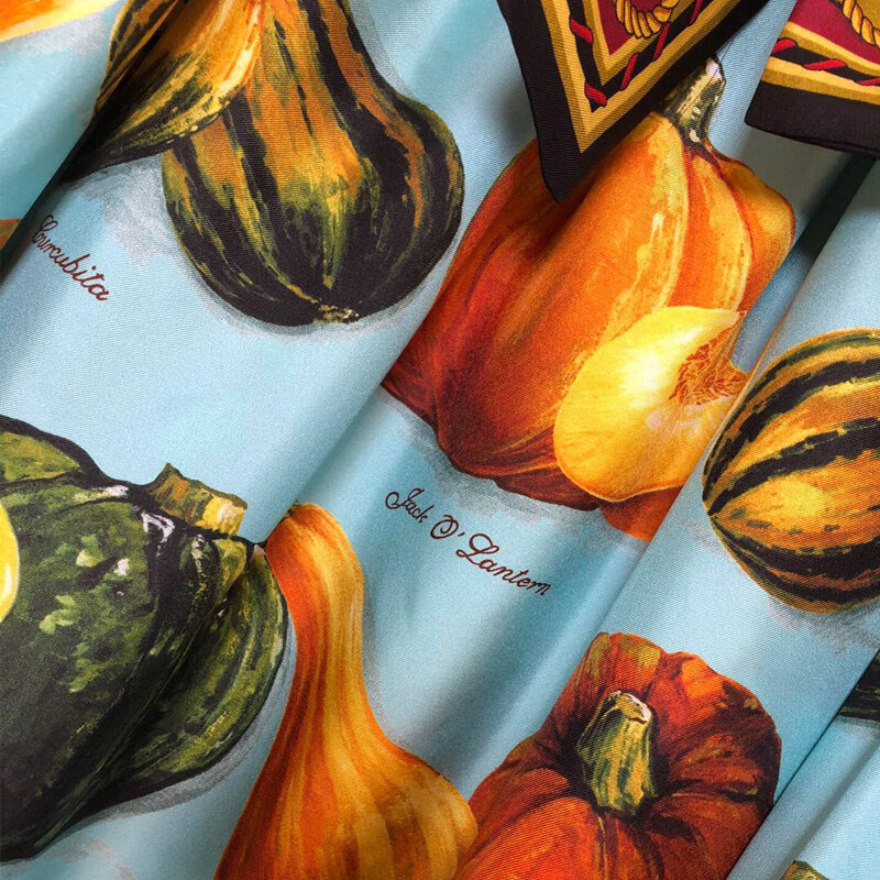 SEQINYY-chemisier en sergé en soie rétro, nouveau Design printemps-automne 2020, nœud de chemise ample avec lanterne de citrouille pour Halloween