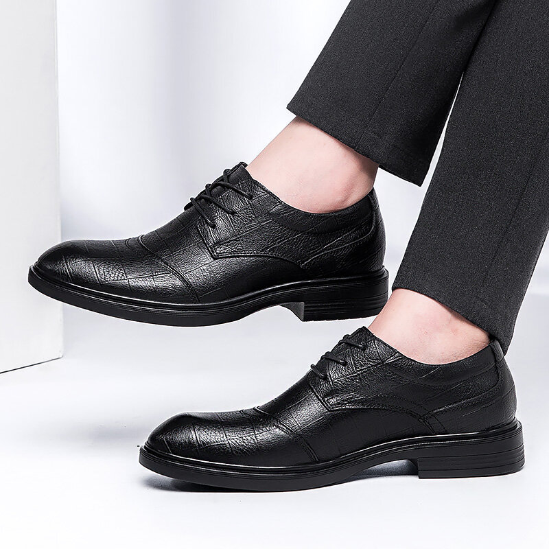 Oxfords * – chaussures à lacets en cuir véritable pour hommes, style décontracté, style Business britannique, respirant, doux, décontracté, classique, basique