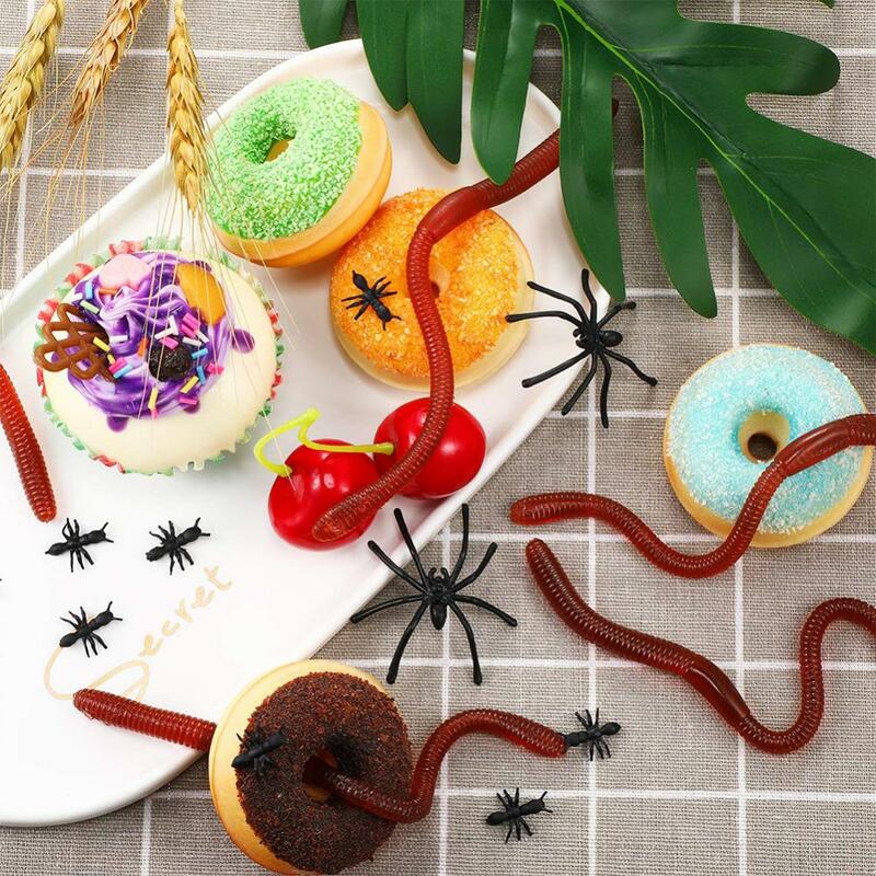 20 pezzi di simulazione lombrica in plastica realistica verme in gomma morbida elastica per lombrichi di terriccio giocattolo per feste di Halloween Lynn