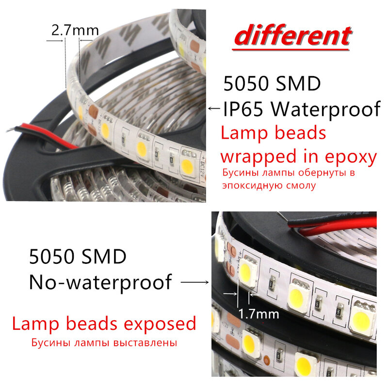 Tira de luces LED flexible, 2835, 5630, 5050, 60LED/m, 5054, 120LED/m, No resistente al agua/IP65, resistente al agua, blanco cálido, 1m, para Cocina