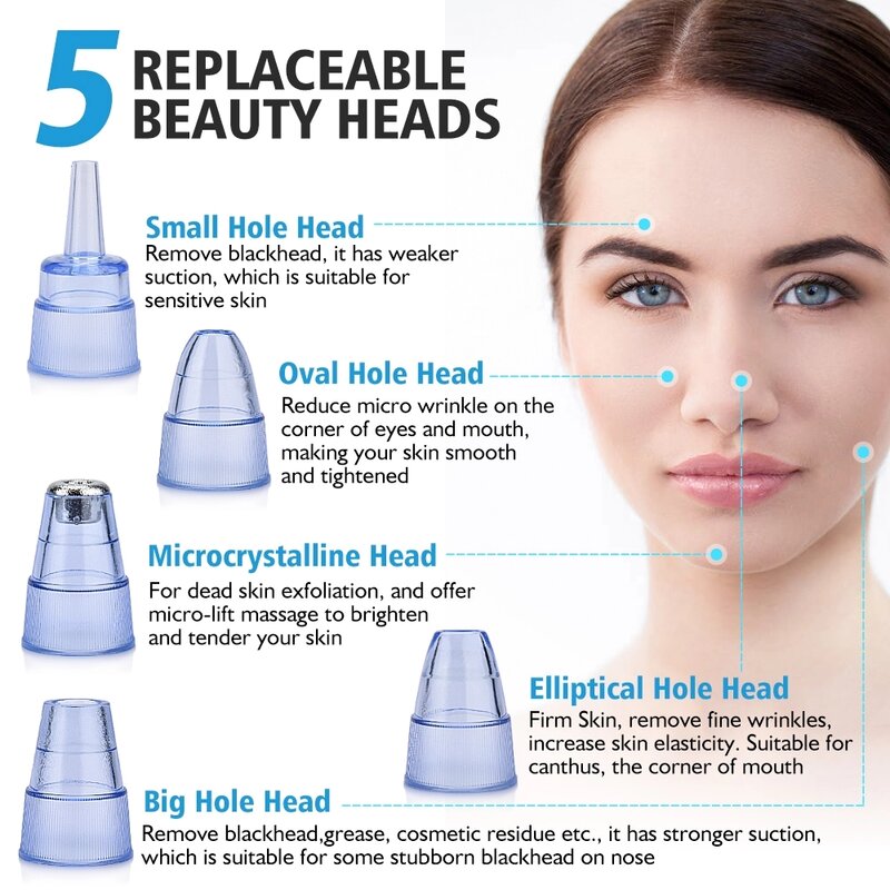 Beauty Blackhead Remover Face Deep Pore Vacuum Acne Cleaner For Remove Pimple Skin Tag Nose Cleansing Instrument Skin Care Tools
