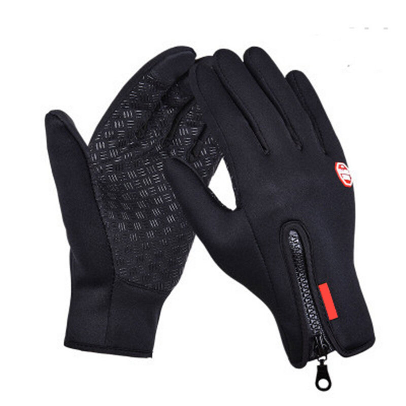 Зимние перчатки для сенсорных экранов для мужчин и женщин, водонепроницаемые ветрозащитные теплые спортивные перчатки на молнии, перчатки для лыжного спорта, мотоцикла, велоспорта