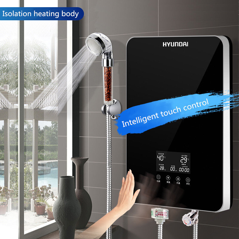 Calentadores de agua eléctricos, ducha caliente pequeña de 3 segundos para uso doméstico, ajuste de temperatura de arranque de un botón