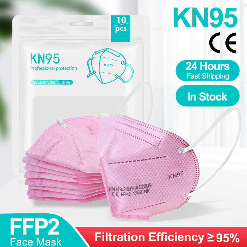 5-100 pçs mascarilla ffp2 kn95 máscara de boca 5 camadas anti-gotículas protetor kn95 máscaras faciais reutilizáveis filtro ffp2mask ce em estoque