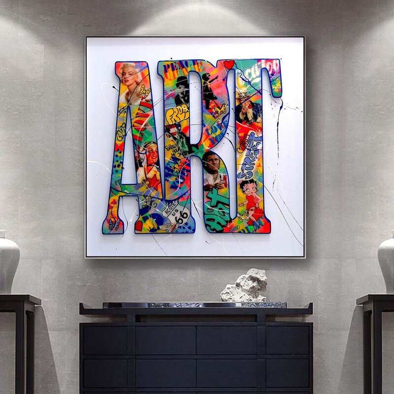Street graffiti art printing canvas painting love letter color butterfly poster living room bedroom home decoration mural