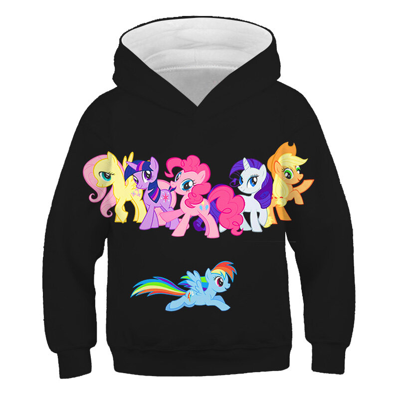 Sweter 3D Hoodie Anak-anak Gambar My Little Pony Sweter Unicorn Superbesar Tipis Musim Gugur Atasan Anak Perempuan Jaket Anak-anak Harajuku