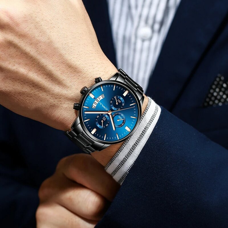 2021 CRRJU Casual Mode Männer Uhren Top Marke Luxus Edelstahl Wasserdichte Armbanduhr Sport Chronograph Quarz Relogio