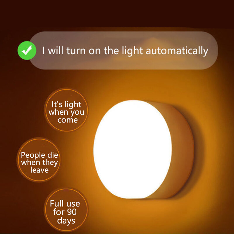 Led Geel Oplaadbare Smart Infrarood Sensor Lamp Nachtkastje Slaapkamer Home Gang Nachtlampje