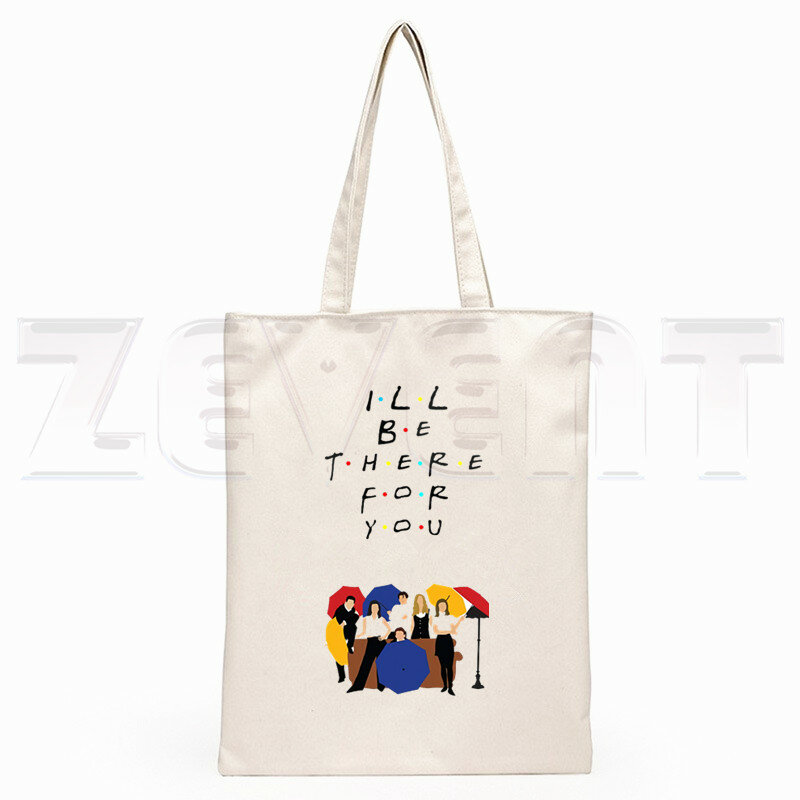 Amigos tv hip hop hipster estampa de desenhos animados sacos de compras meninas moda casual pacote bolsa de mão