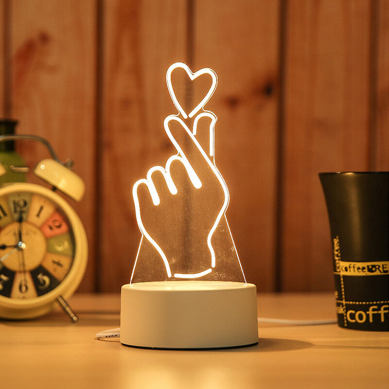 Светодиодный ночник 3D с USB, светящийся Настольный светильник, домашний декор, подарок на день Святого Валентина, Рождество