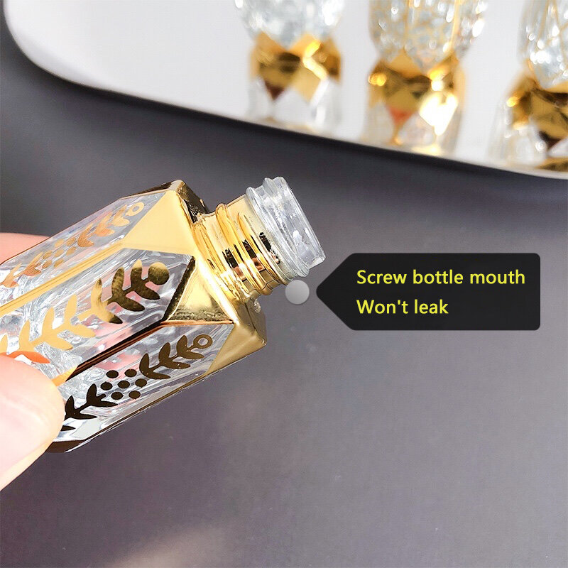 Bouteilles de parfum rechargeables de Style de luxe dorées, 4 pièces de 6ml, bouteilles d'huile essentielle en verre à rouler, contenant vide pour échantillons de cosmétiques