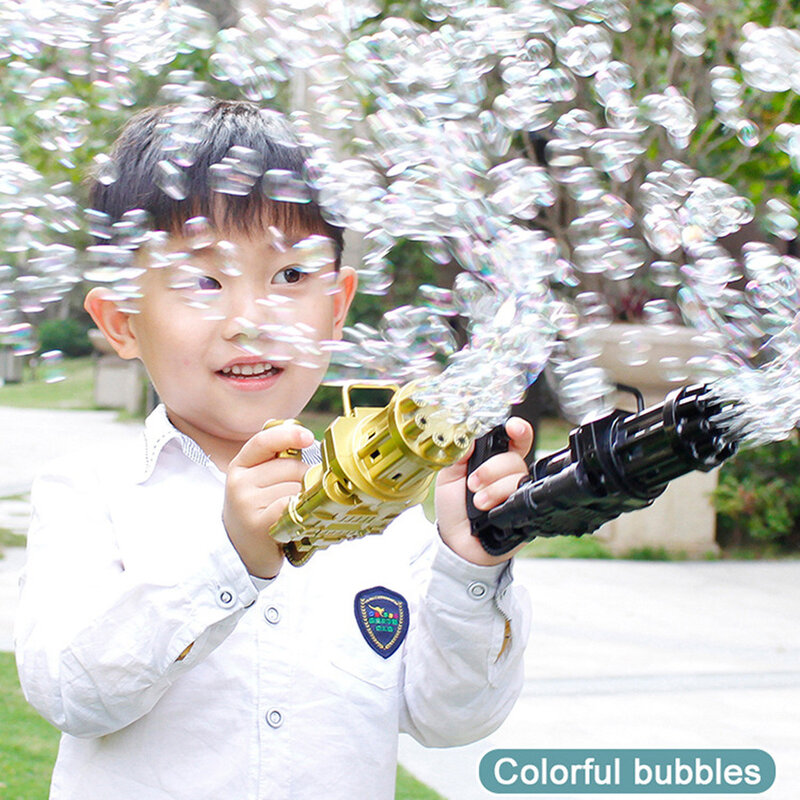 Neue Kinder Camouflage Gatling Blase Maschine E elektrischen Seife Bubble Gun Spielzeug Automatische Blasen Gebläse Kinder Sommer Outdoor Spielzeug
