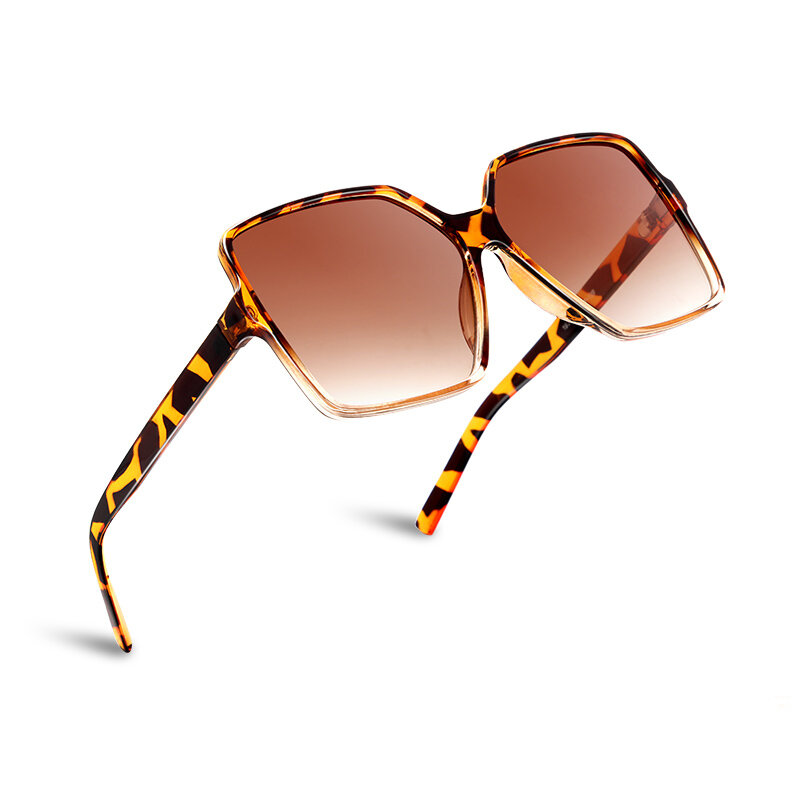 Oversized praça óculos de sol feminino 2020 nova moda na moda do vintage marrom gradiente preto marca de luxo senhoras eyewear uv400 oculos