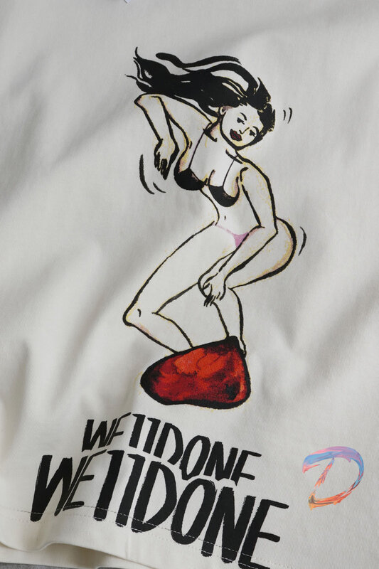 Мужская женская одежда We11done, футболки, высококачественное бикини для серфинга, модные повседневные футболки оверсайз с короткими рукавами