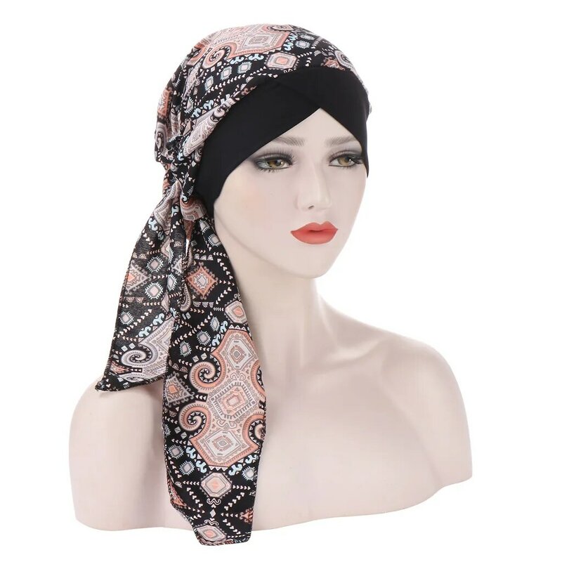 พิมพ์ผู้หญิงภายในHijabsมุสลิมหัวผ้าพันคอBonnetอิสลามสุภาพสตรีWrapภายใต้HijabหมวกHijab Underscarfหมวก