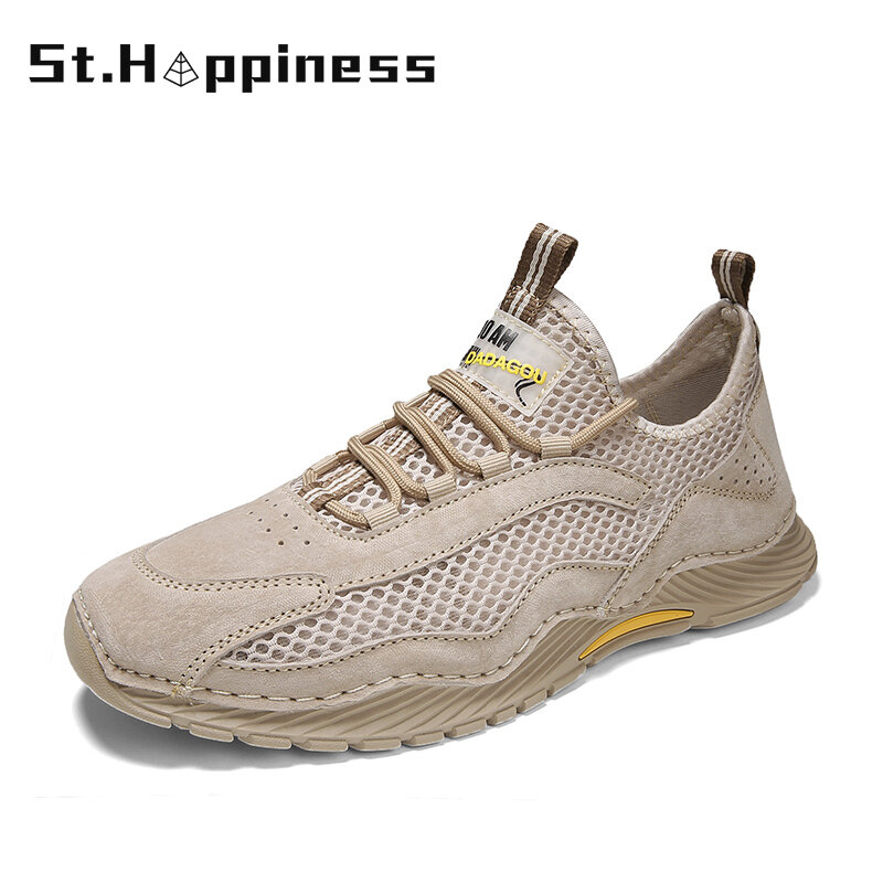2021 New Summer Men Shoes Fashion Mesh Sports Sneakers Outdoor Slip-On Walking Shoes Lightweight Soft Casual Shoes Big Size 47