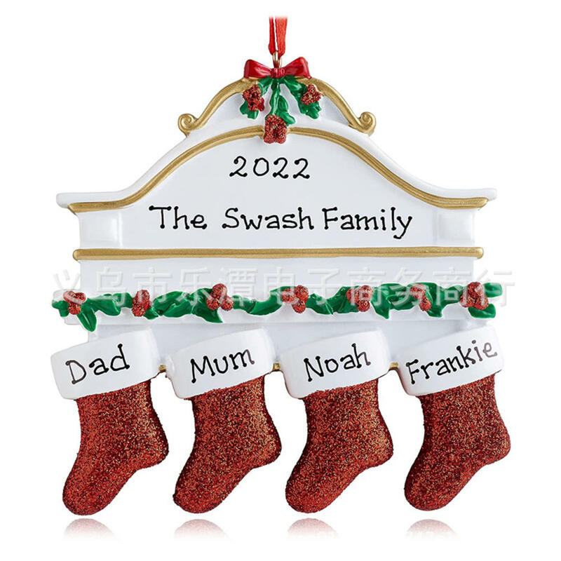Сделай Сам, персонализированные рождественские носки, украшение 2021, рождественские поделки из смолы, милое креативное семейное украшение д...