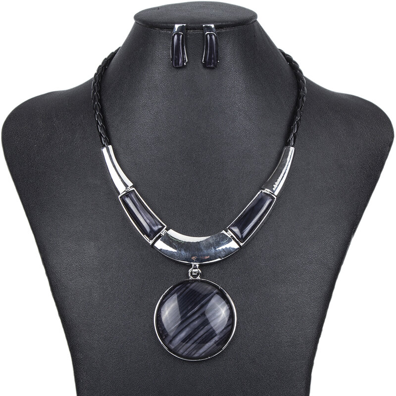 Ensemble de bijoux de marque, pendentif rond, corde en Faux cuir, haute qualité, 5 couleurs, prix de gros, cadeaux de fête, MS20129