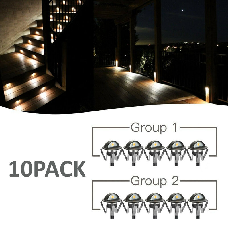 10PCS/Pack LED Deck Lights Half-moon SMD5050 Garden Pathway Step Stair Lamp Decor Underground Waterproof Outdoor Spotlight