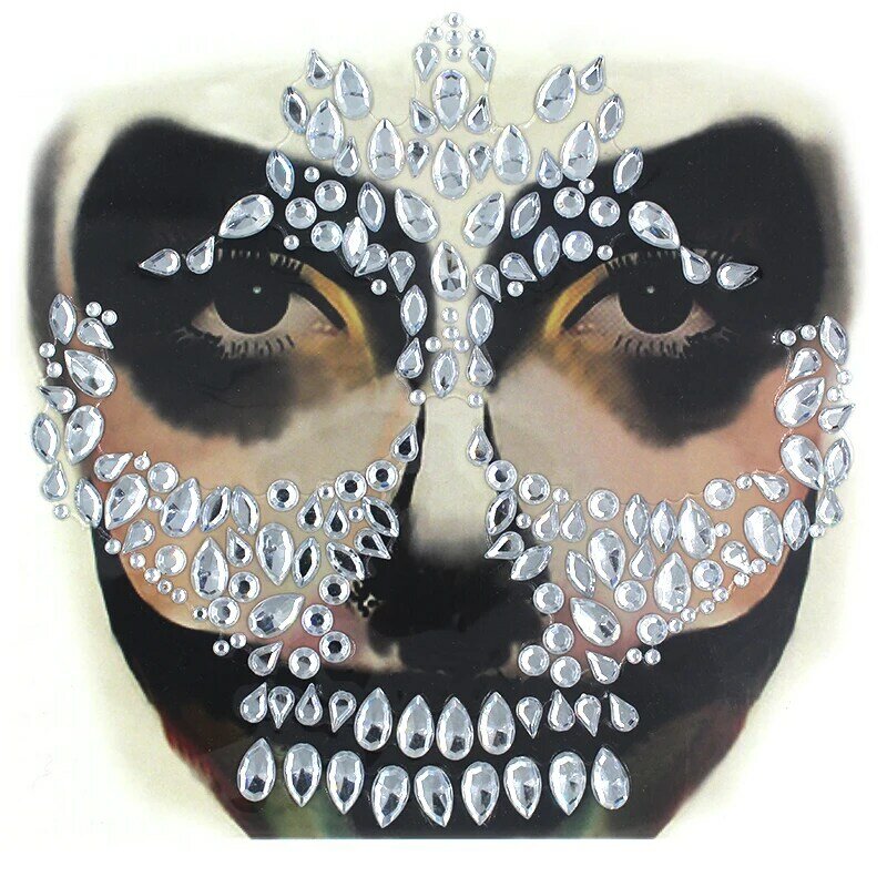 Украшение для лица на Хэллоуин с драгоценным камнем, наклейка с черепами для карнавала макияж, боди-арт, декор для вечерние НКИ на Хэллоуин