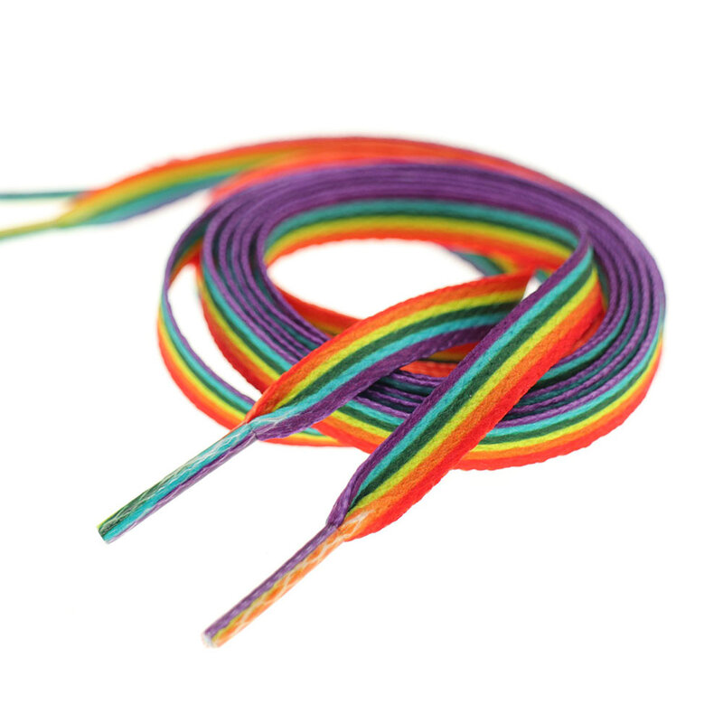 Cordones de colores para zapatos planos, cordón de color cromático, color arcoíris degradado, 1 par
