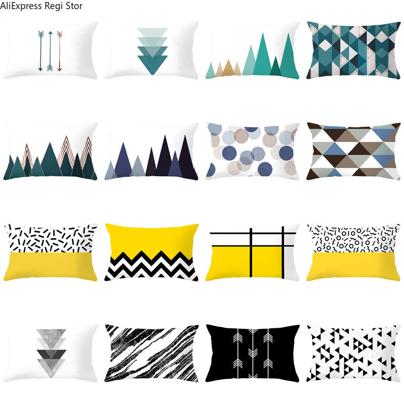 Nordic geometrica tiro federa nero giallo blu cuscino casa divano cuscini decorativi cuscini 30x50CM