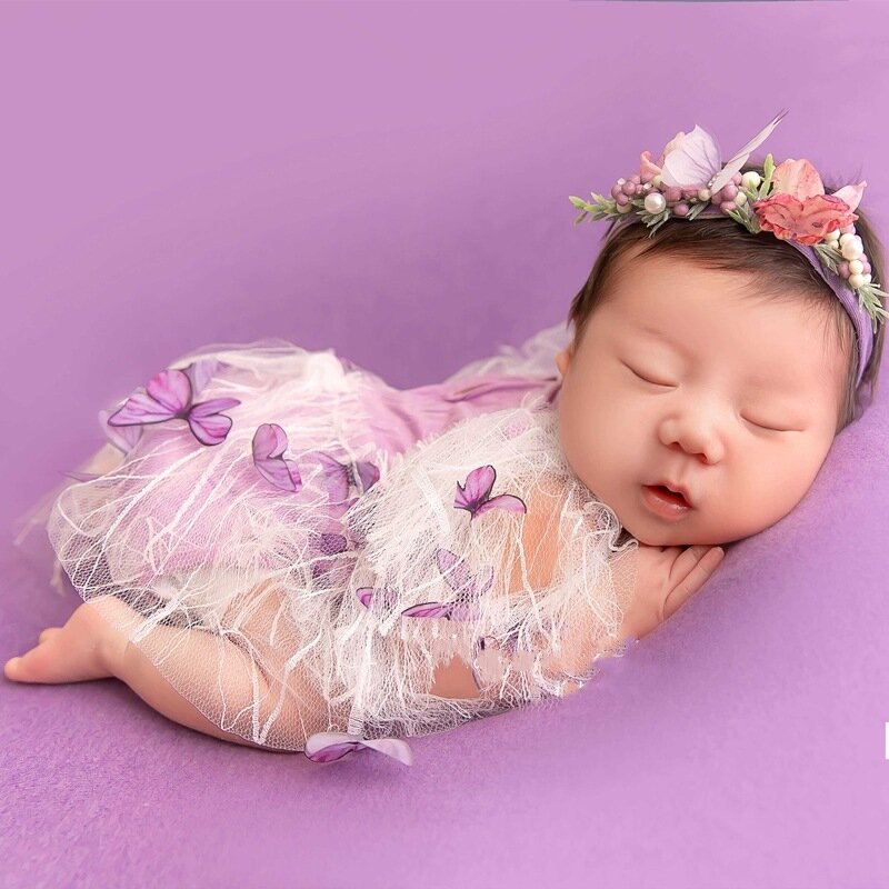 Bebê menina roupa de renda vestido de princesa recém-nascido fotografia adereços bebê macacão fotografia roupas