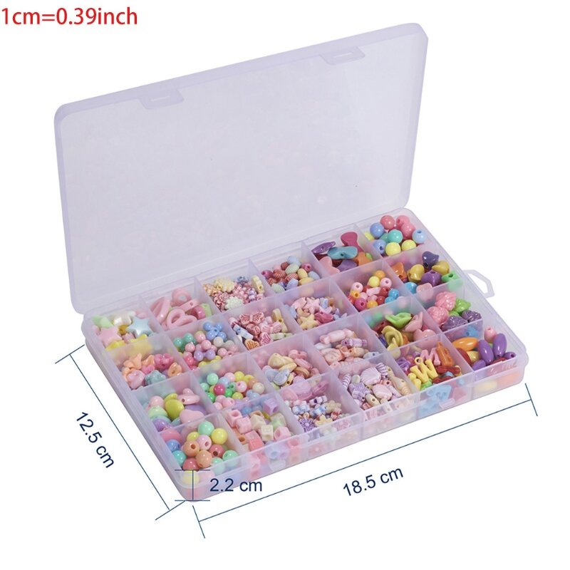 Kinder Handwerk Liefert 1Box Multi Farbe Acryl Perlen Handgemachte Materialien L41B