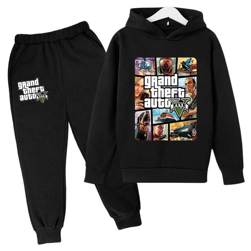 Grand Theft Auto Driver ผ้าฝ้าย GTA 5แขนยาว Street สไตล์คุณภาพสูง Unisex Boy/สาว Outerwear เสื้อ + กางเกง