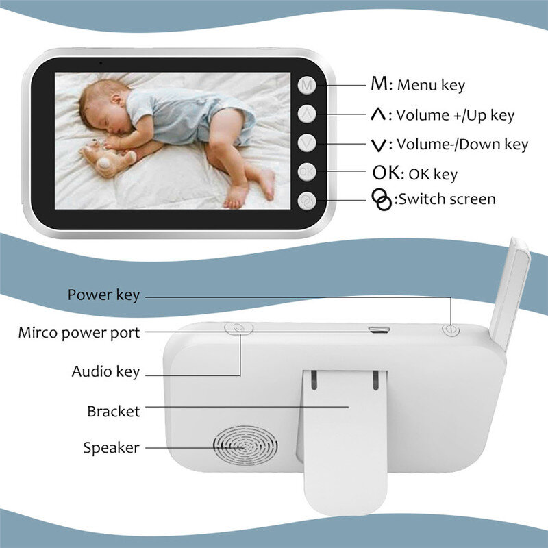 Elektroniczna niania 2.4G bezprzewodowa z 4.3-calowym dwukierunkowym połączeniem Audio noktowizor kamera ochrony nadzoru karmienie dziecka