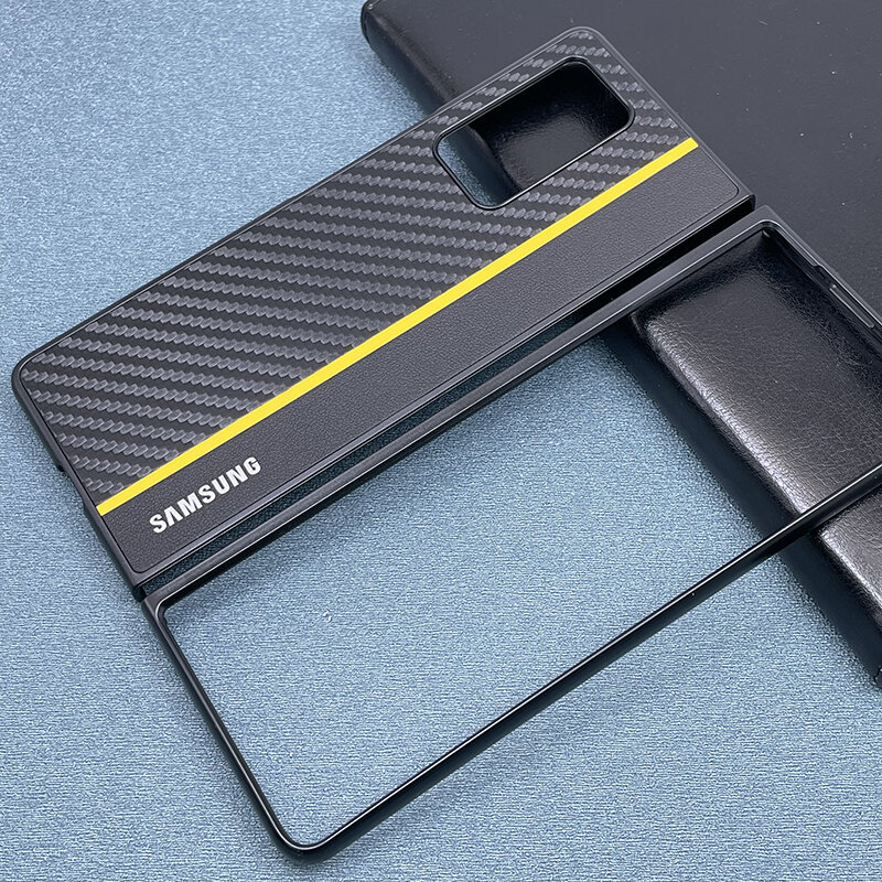 Складной Ультратонкий чехол из натуральной кожи и углеродного волокна для Samsung Galaxy Z Fold2