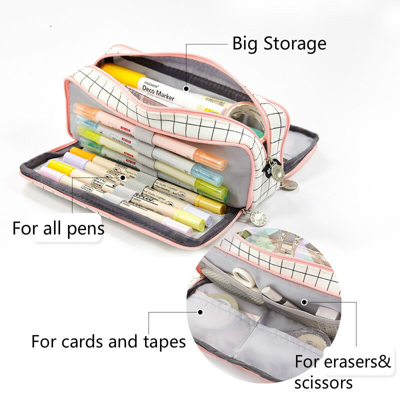 Grote Capaciteit Etui Kawaii Canvas Pencilcase School 40Pcs Pen Case Levert Potlood Schooltas Box Potlood Pouch Briefpapier