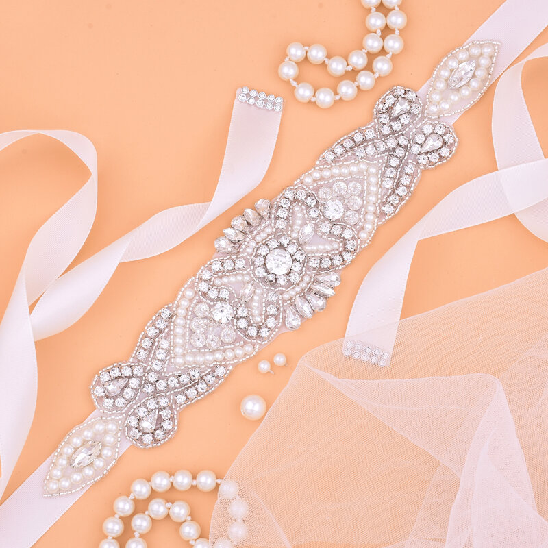 SESTHFAR – ceinture de mariage à main en strass, avec perles de cristal, pour robe de soirée formelle