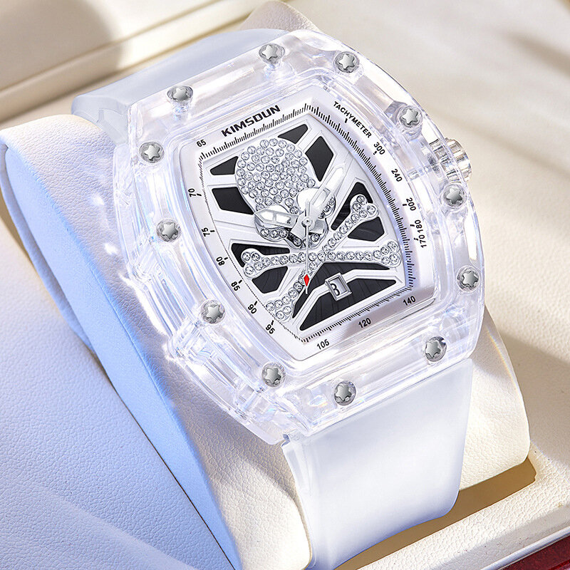 KIMSDUN индивидуальные мужские наручные часы Hardlex водонепроницаемые кварцевые модные часы мужские светящиеся