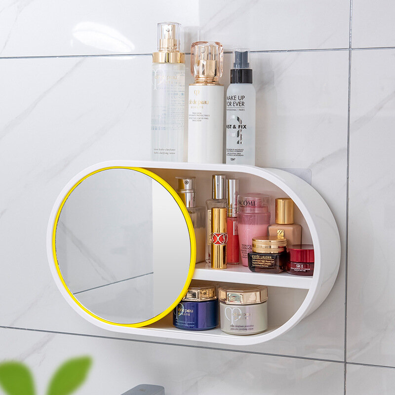Criativo wall-mounted caixa de armazenamento cosméticos acabamento a sala de estar banheiro prateleira de parede livre estação de lavagem perfurada