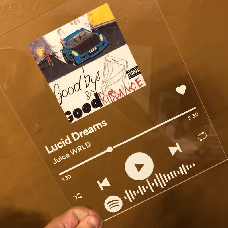 Tablero musical acrílico personalizado con código de Spotify, tablero musical personalizado, placa de estilo de foto Personal, vidrio Spotify, 2021