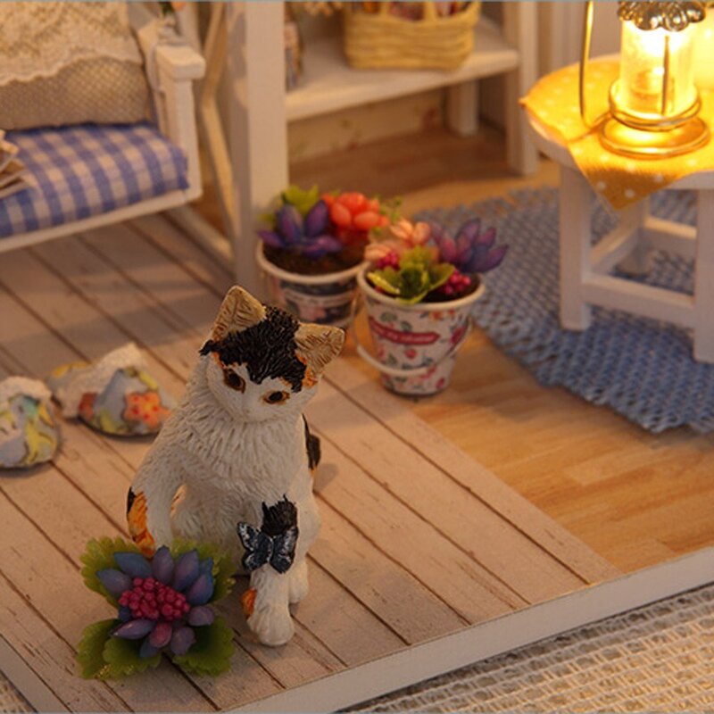 Casa de bonecas em miniatura diy 3d casa de boneca kit móveis de madeira com led luz casa de bonecas com móveis mini casa crianças brinquedo