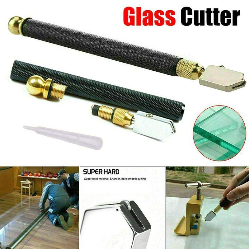 Cortador de vidro cabo de metal diamante, cabeça reta ferramenta cortador espelho cerâmica ferramenta de corte telha para vidro manual g4a3