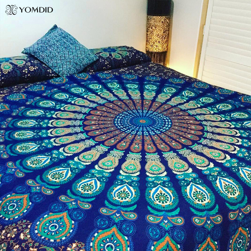 Tapiz de Mandala indio para colgar en la pared, tapiz multifuncional con estampado bohemio, cubierta de colcha, esterilla de Yoga, manta de tela para Picnic