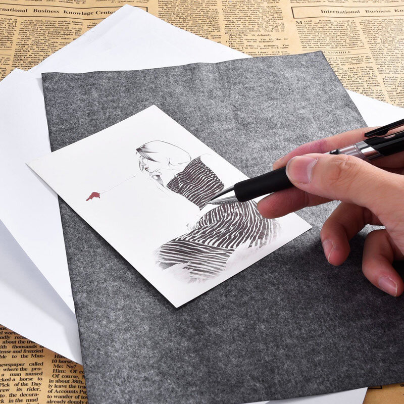100 pcs de feuilles A4 de papier carbone en graphite pour le bricolage, accessoire de bureau pour le transfert et le traçage de copie sur bois et toile, pour l'art et la peinture,