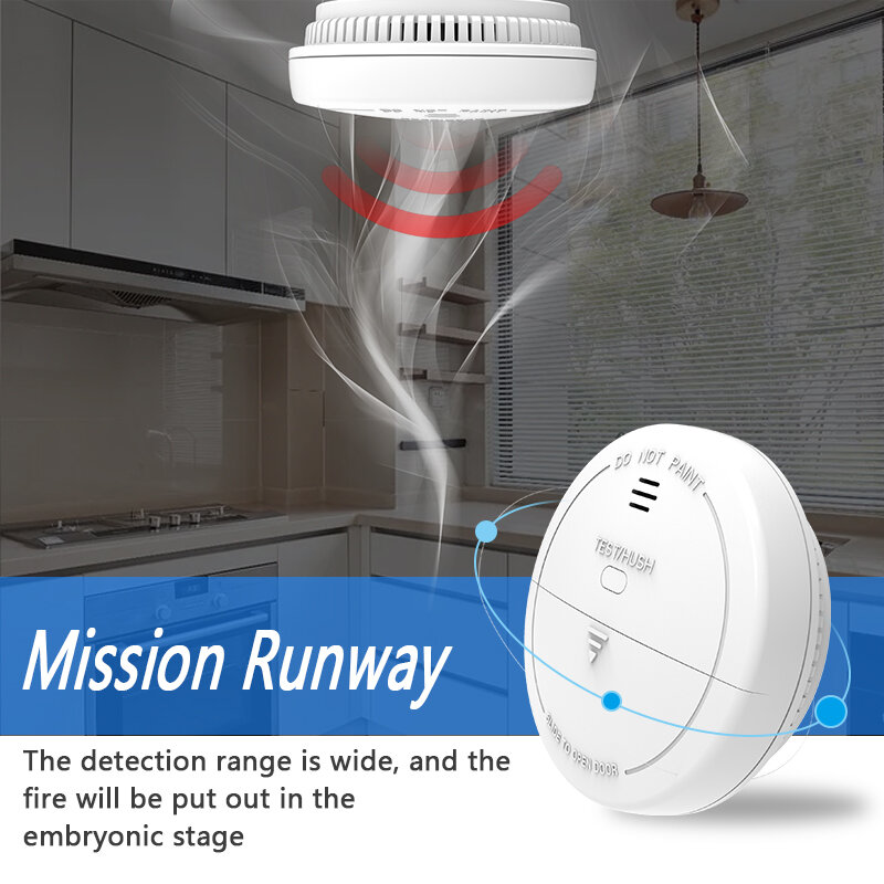 Tuya Wifi/433mhz Smart Home Smoke Detector Sensor Independent Alarm Fire Smoke Detector Fire Protection Home Security Alarm 80DB