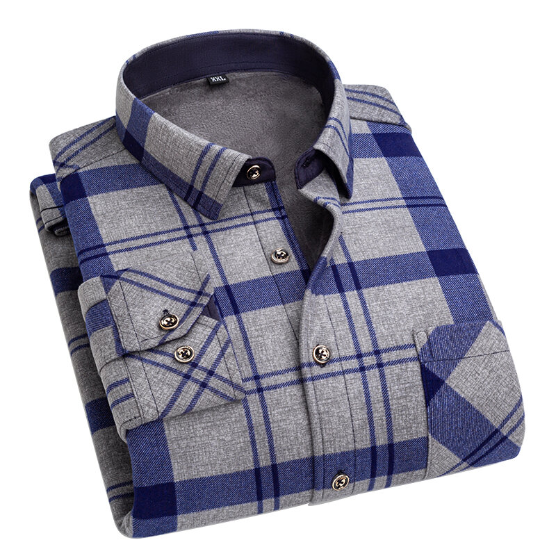 Aoliwen-チェック柄の長袖トップス,カジュアル,ウォーム,ラージサイズ,快適で厚手のシャツ,冬