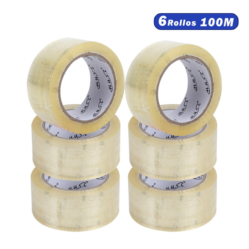 6 Rollos Cinta Adhesiva Marrón 48mm*100M para paquetes, transporte, Extrafuerte y Resistente Cinta Embalar adhesiva precinto