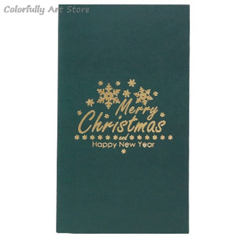 Carte postale fantaisie arbre de noël, carte de vœux de bénédiction, fournitures de fête du nouvel an, carte d'impression couleur 3D avec enveloppe
